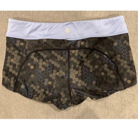 TYR DURAFAST ELITE CASEY SWIM BOYSHORT, CARBON HEX PATTERN, BLACK/BLUE , Size 16 - Picture 2 of 2